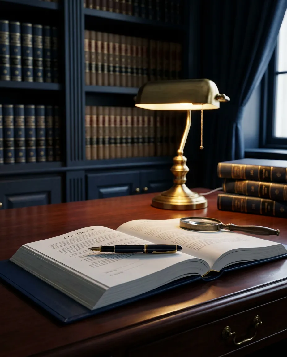 Attorney's desk at Itkin Law — contract and fountain pen